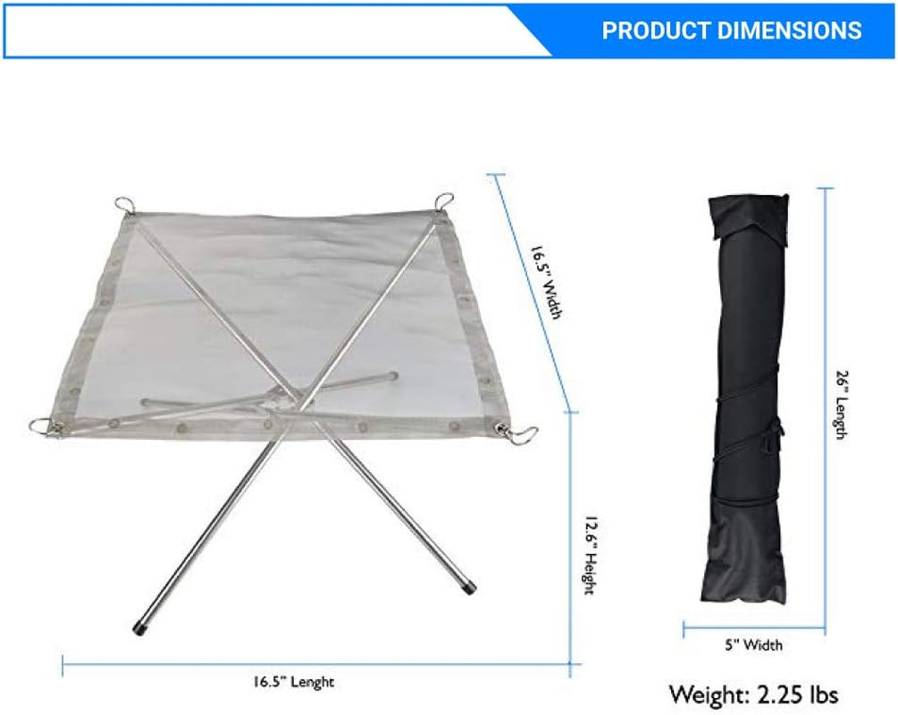 Portable Outdoor Firepit- Collapsible Steel Mesh Fireplace- Medium Size