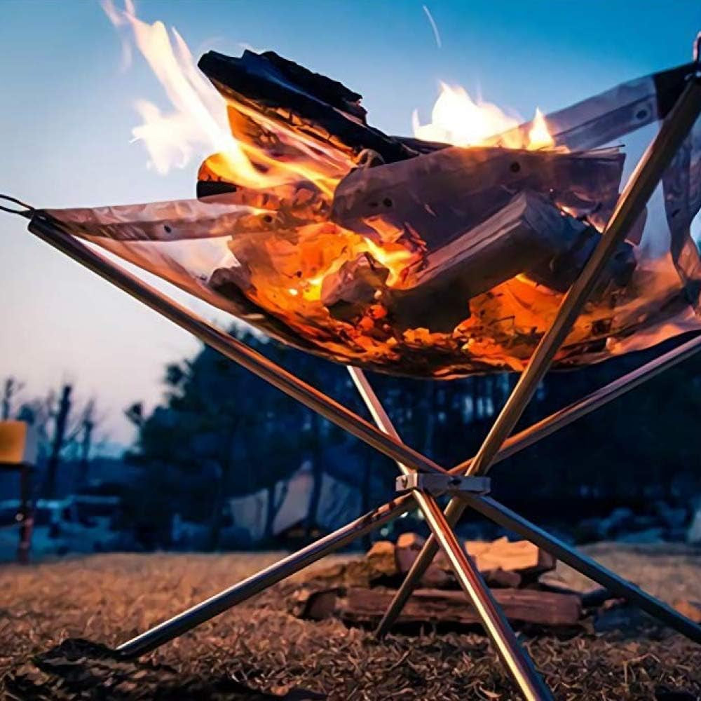 Portable Outdoor Firepit- Collapsible Steel Mesh Fireplace- Medium Size