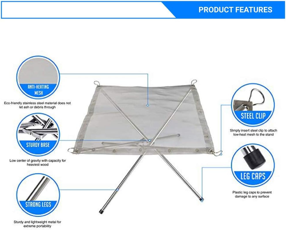 Portable Outdoor Firepit- Collapsible Steel Mesh Fireplace- Medium Size